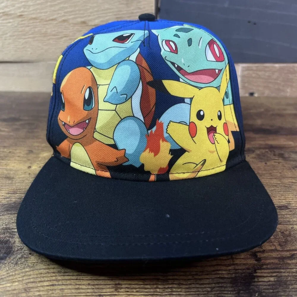 Pokemon Adjustable Snap Back Hat Baseball Cap Pikachu Charmander Squirtle